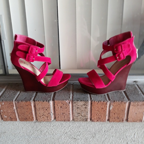 JustFab Shoes - Velvet Wedges gently worn